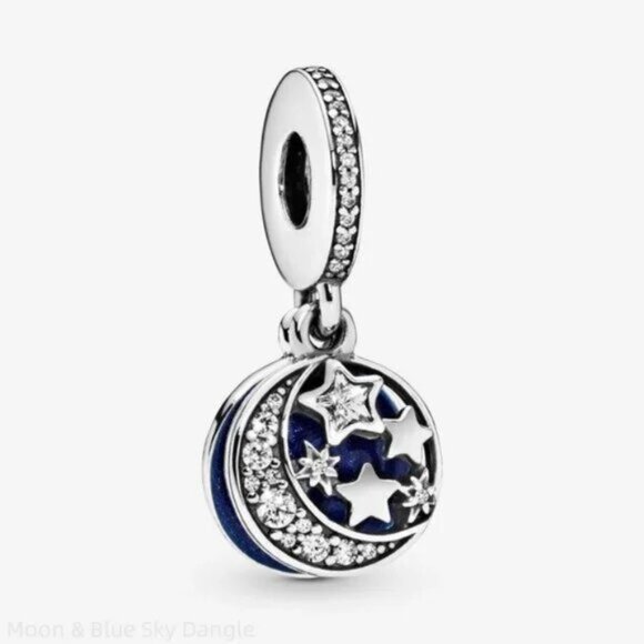 Pandora Silver and Blue Starry Night Bracelet Charm - Picture 1 of 5